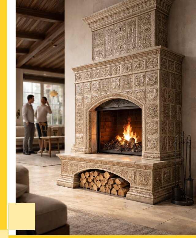 Купить изразцовый камин в Мценске от 253175 р. | ЭриданМцн