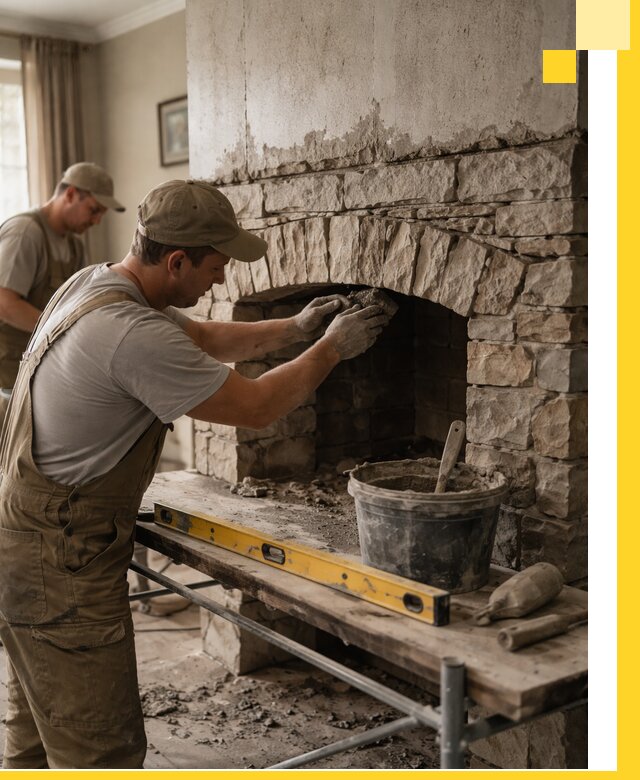 Изготовление каминов под ключ в Мценске, монтаж и отделка