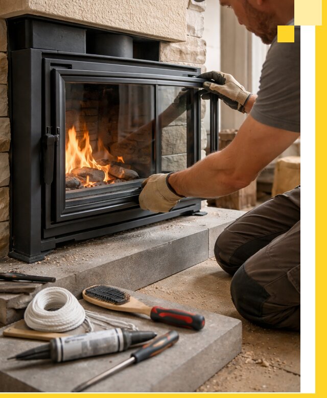 Производство, монтаж и доставка каминов со стеклом в Мценске