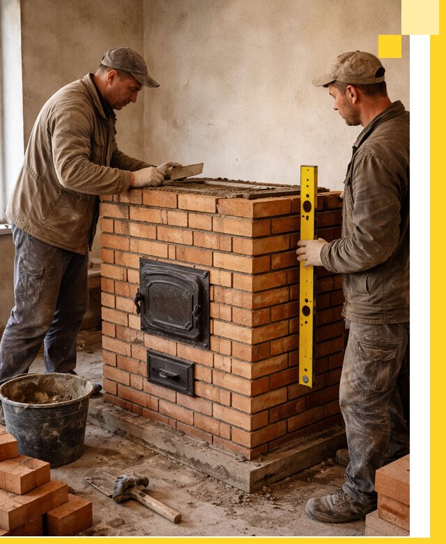 Отопительные печи под ключ в Мценске, установка и сборка