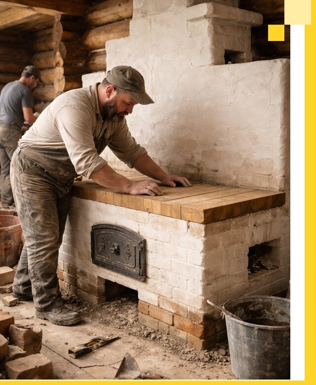 Проектирование и установка русской печи с лежанкой в Мценске