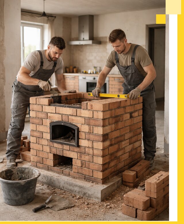 Установка и монтаж печей в частном доме в Мценске под ключ