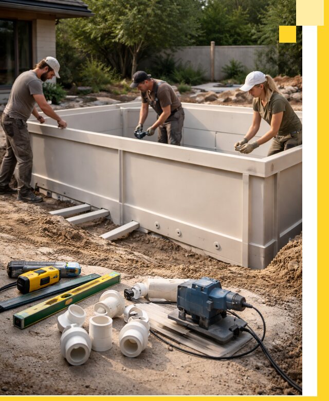 Установка полипропиленовых бассейнов под ключ в Мценске