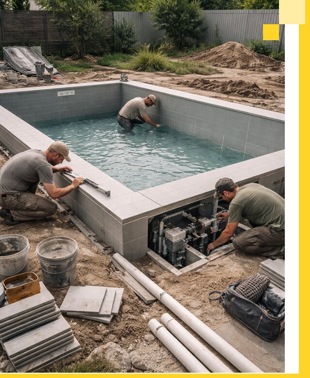 Строительство и монтаж бассейнов для дачи под ключ в Мценске