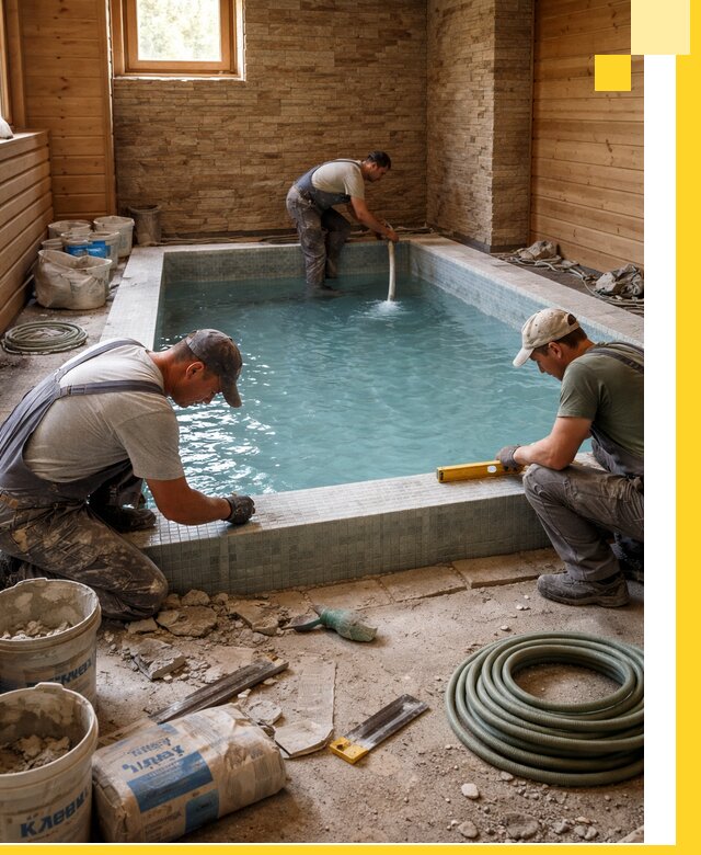 Проектирование и строительство бассейнов для бани в Мценске