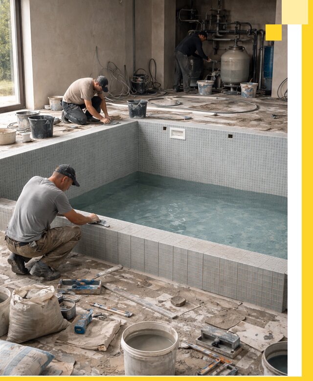 Строительство и монтаж бассейнов в помещении в Мценске