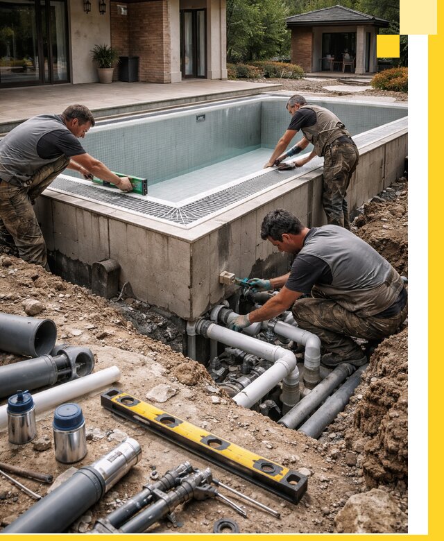 Строительство переливных бассейнов в Мценске под ключ