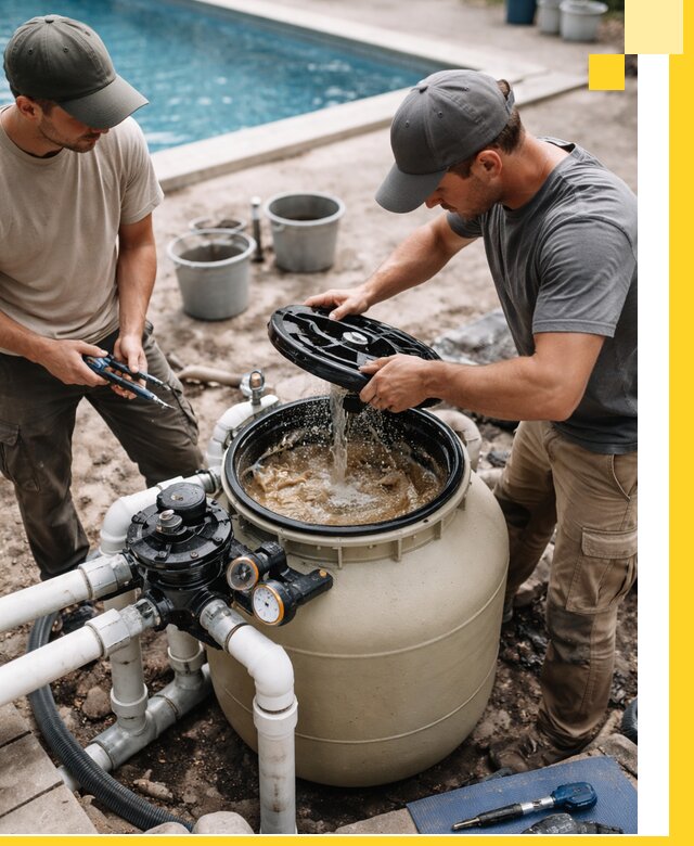 Установка и обслуживание песочных фильтров для бассейнов в Мценске