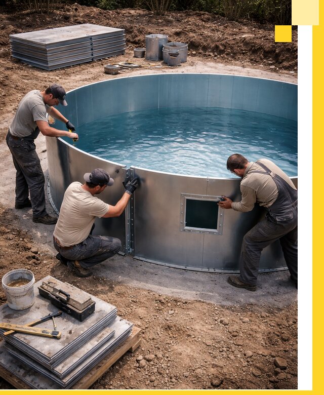 Круглые бассейны под ключ в Мценске проектирование и монтаж