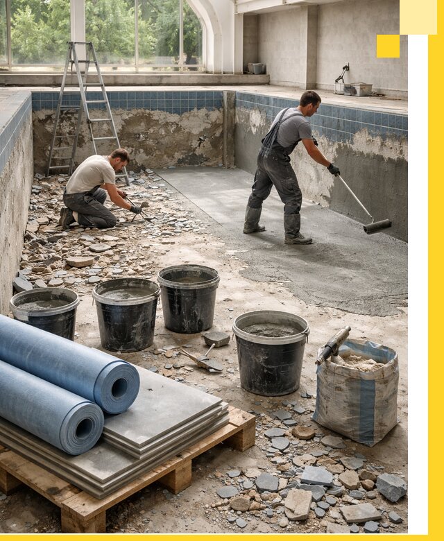 Реконструкция бассейнов в Мценске: ремонт, гидроизоляция