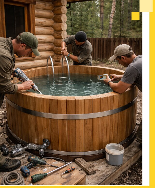 Строительство бань с купелью под ключ и отделкой в Мценске