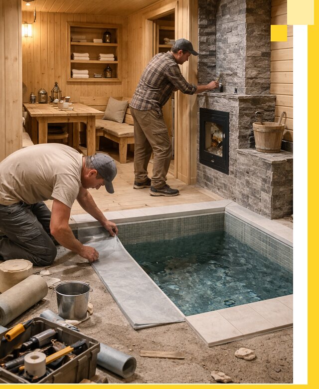 Строительство бань с комнатой отдыха под ключ в Мценске