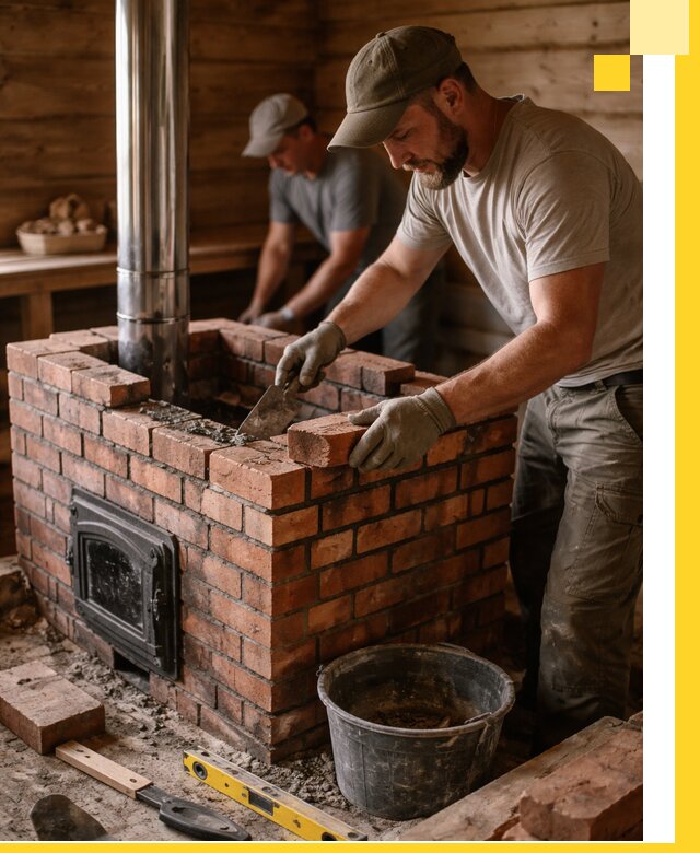 Кирпичные печи для бани под ключ в Мценске, проект и монтаж