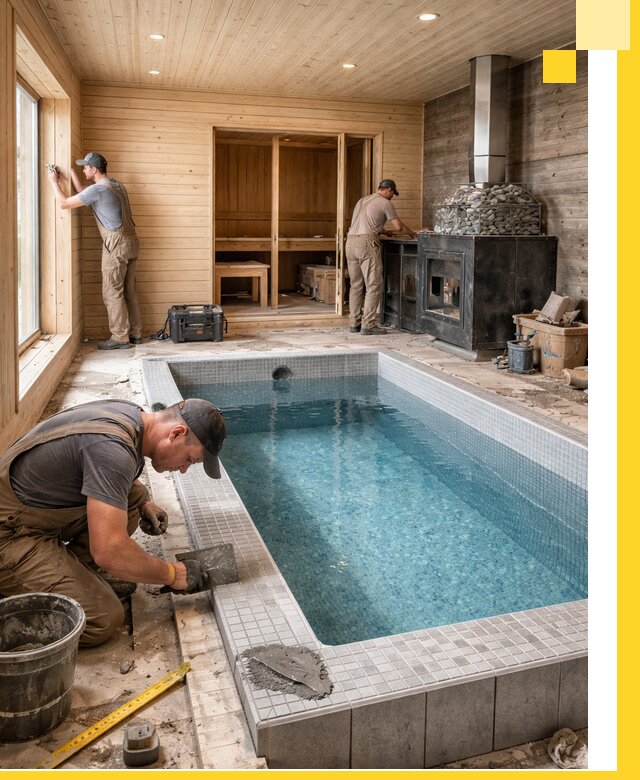 Проект бани с бассейном и сауной в Мценске под ключ