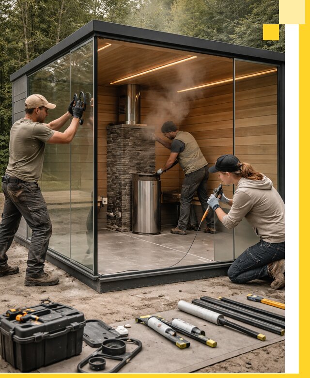 Проектирование и строительство стеклянных бань в Мценске