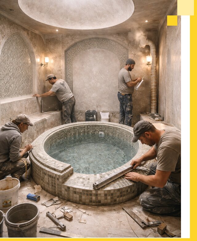 Профессиональное строительство хамама с бассейном в Мценске под ключ