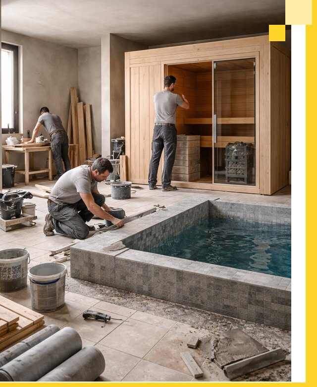 SPA зоны под ключ с бассейном сауной и печью в Мценске